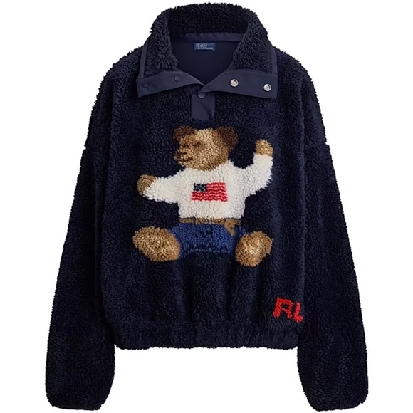Polo Ralph Lauren Bear Fleece Mockneck Sweater - Picture 2 of 3
